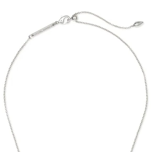 NWT Kendra Scott Elisa Open Frame Crystal Pendant Necklace in Silver - Picture 4 of 7